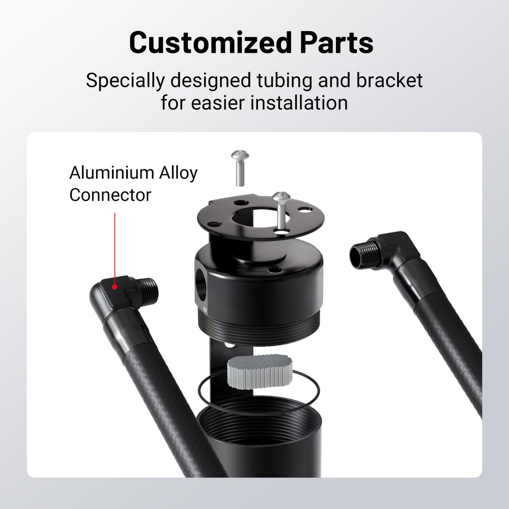 Installation instructions shown for EVIL ENERGY oil catch can fitment.