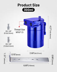 EVIL ENERGY PCV system blue catch can for universal fit.