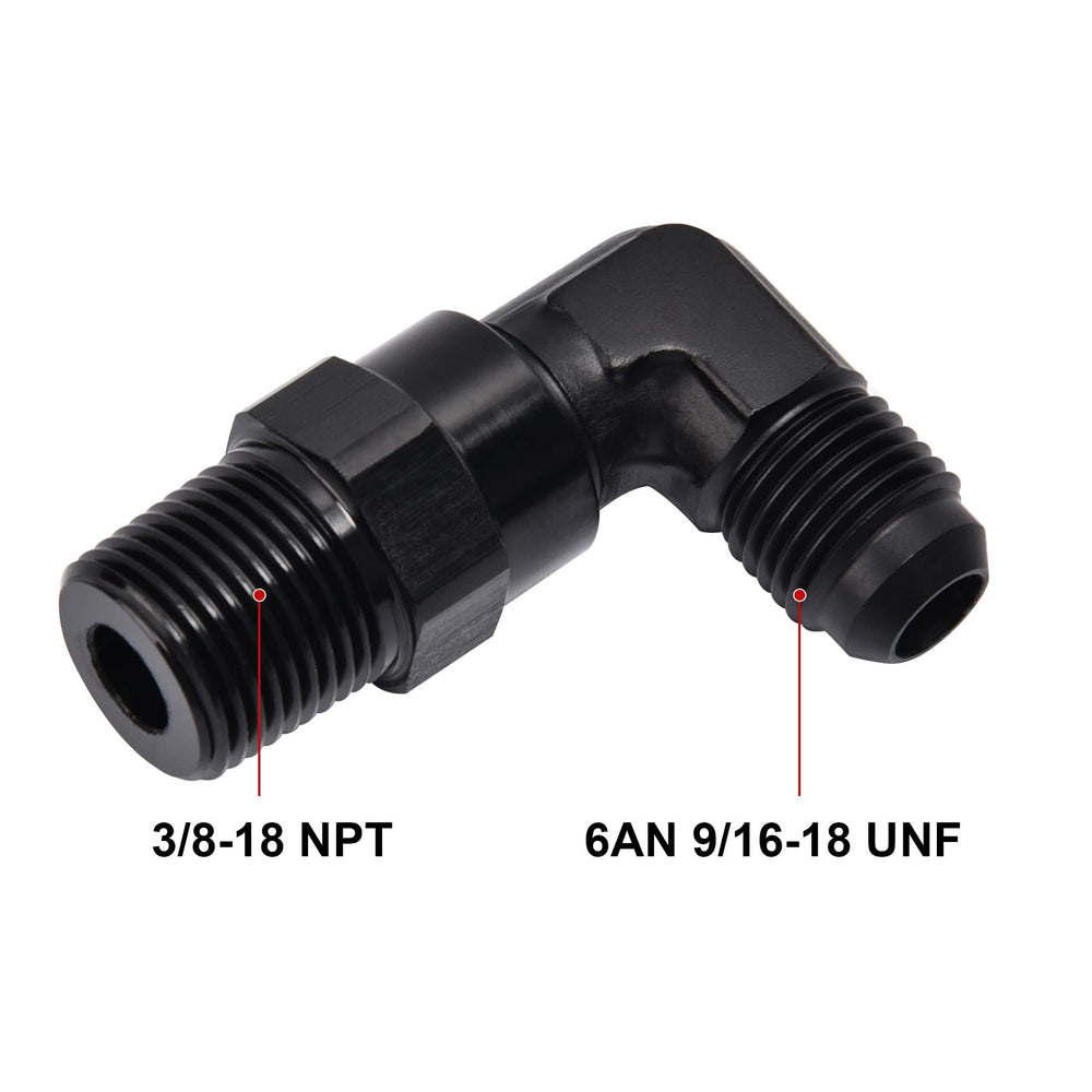 EVIL ENERGY aluminum 6061-T6 swivel fitting with black finish for durable high-pressure lines.