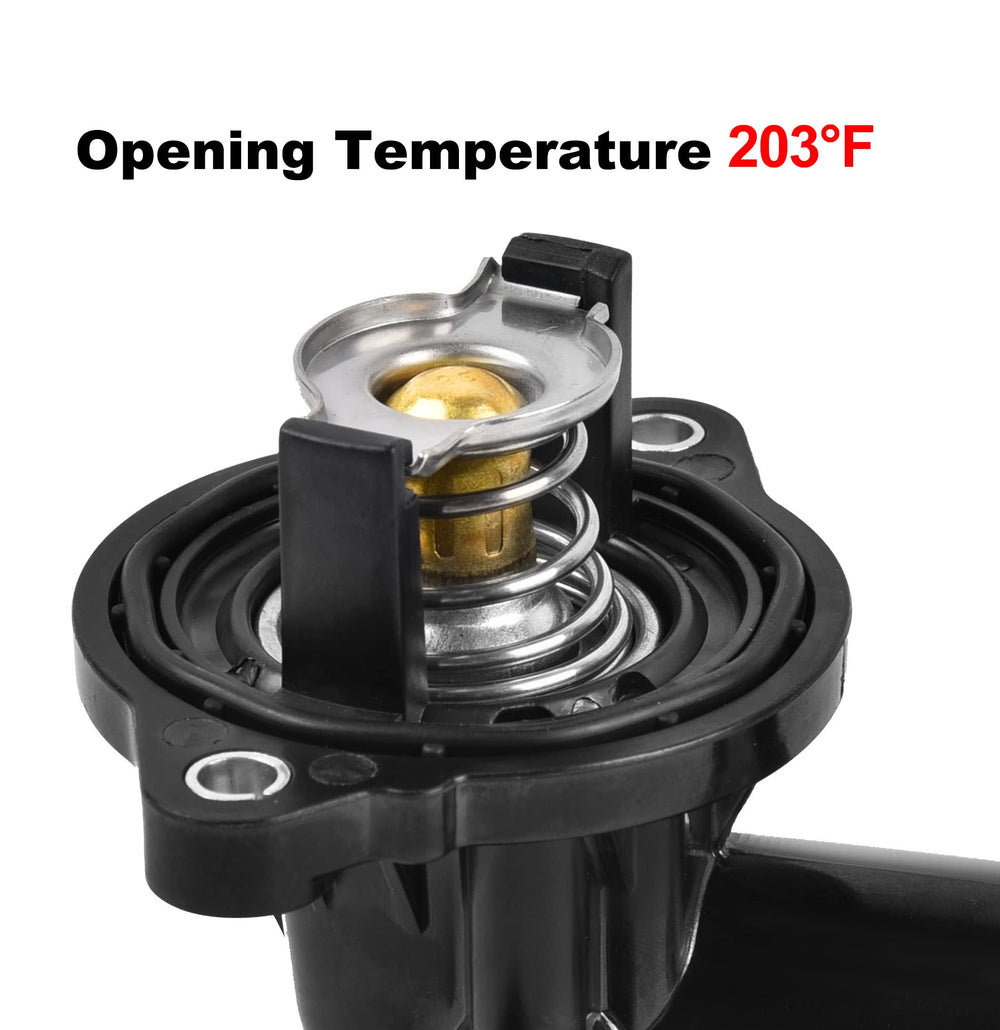 EVIL ENERGY thermostat housing installed on a 3.6L engine in a vehicle