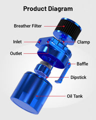 EVIL ENERGY universal baffled catch can blue top view for efficient venting