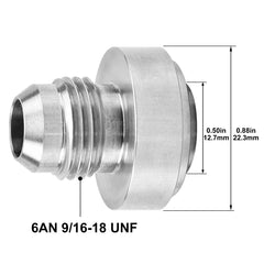 EVIL ENERGY weld-on bung 6AN, SS304 construction, ready for reliable sealing and professional installation.