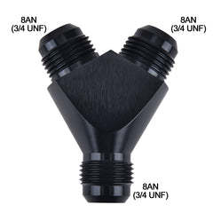 EVIL ENERGY Y block flare fitting outer view highlights rugged aluminum build.