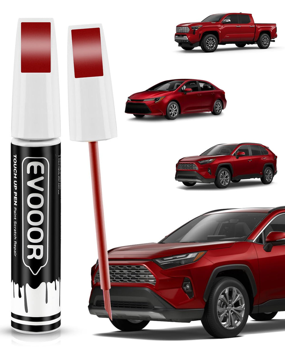 EVOOOR 3R3 Barcelona Red Pearl cap blends with Toyota finishes for precise color match