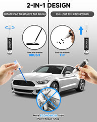 EVOOOR Ford touch-up pen applying paint to a small scratch on a fender