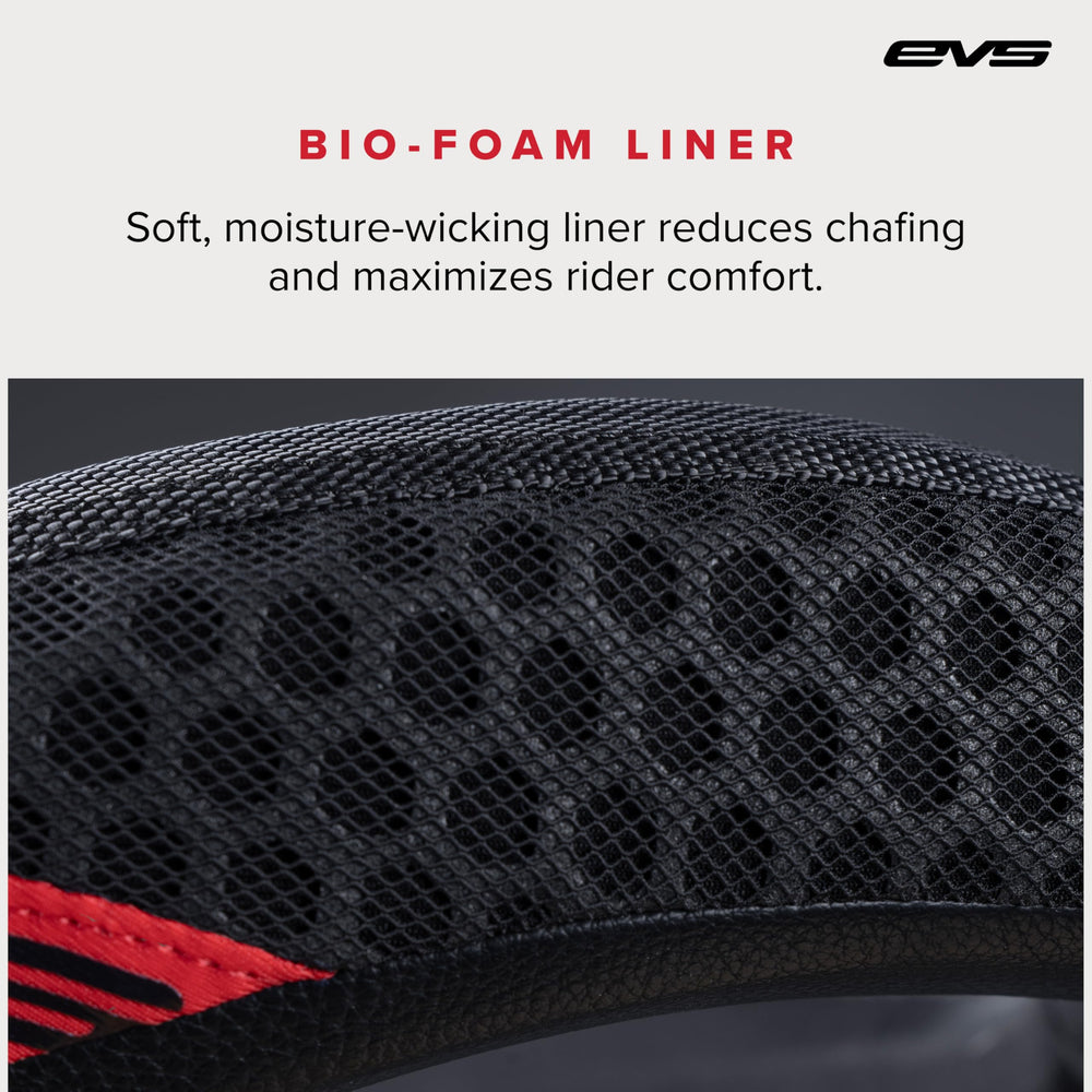 EVS R2 neck support durable nylon shell withstands rugged riding conditions.