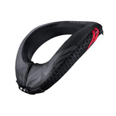 EVS R2 neck support front view showing comfortable helmet fit and slim profile.