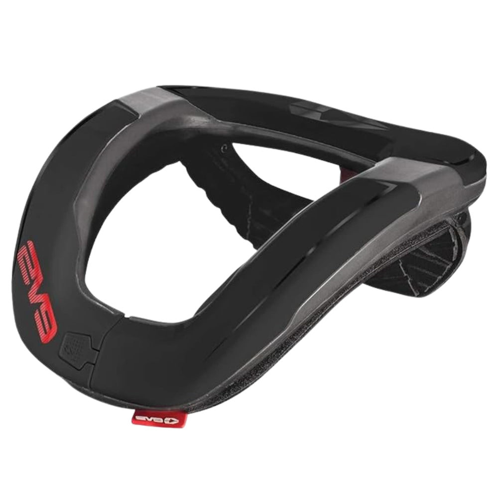 EVS R4 race collar strap-system demonstrates secure neck protection on track