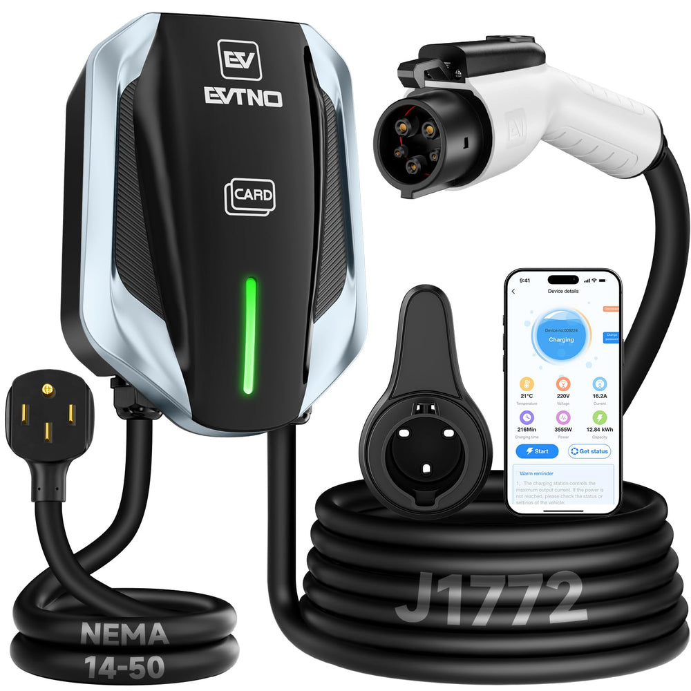 EVTNO Level 2 EV Charger front view for home charging