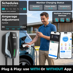 NEMA 14-50 plug connection enabling fast Level 2 charging