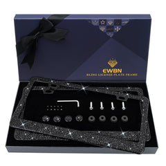 EWBN bling rhinestone license frame for women adds dazzling shine to any car