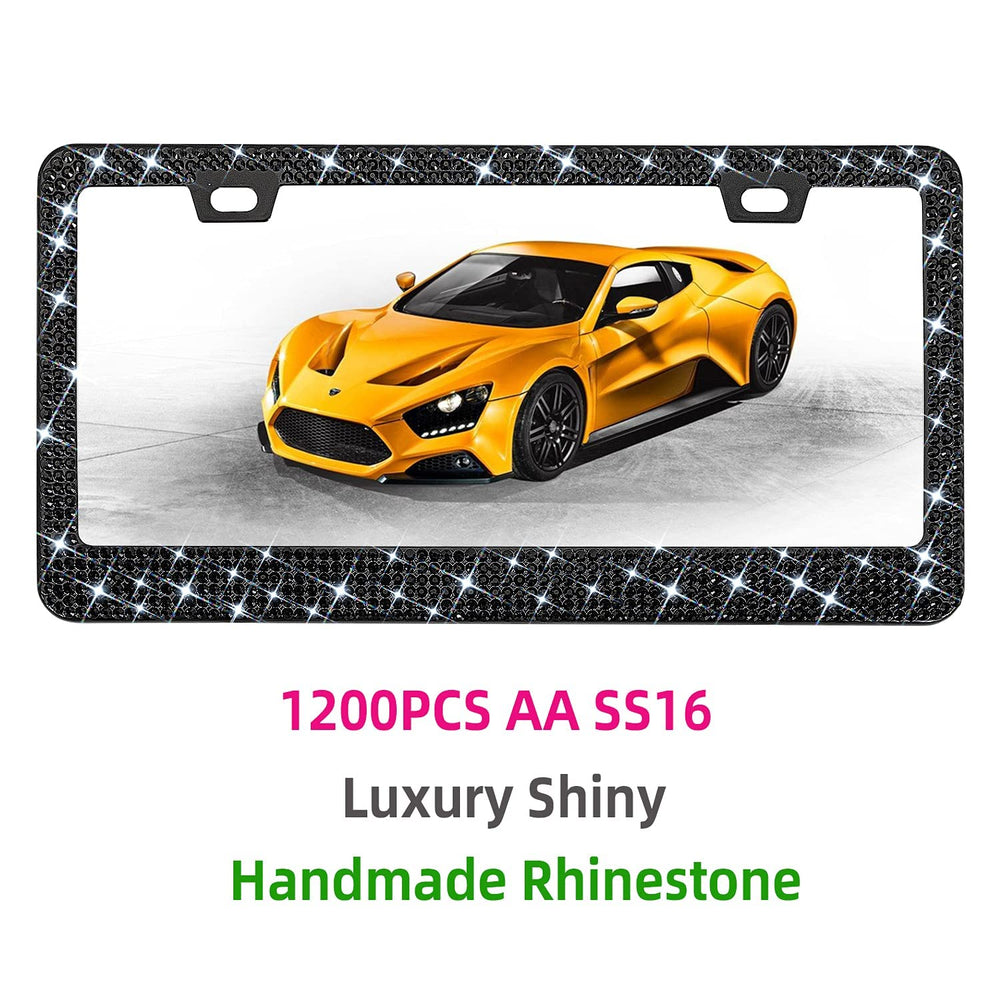 EWBN sparkly stainless steel license frame showcases crystal sparkle for head-turning style