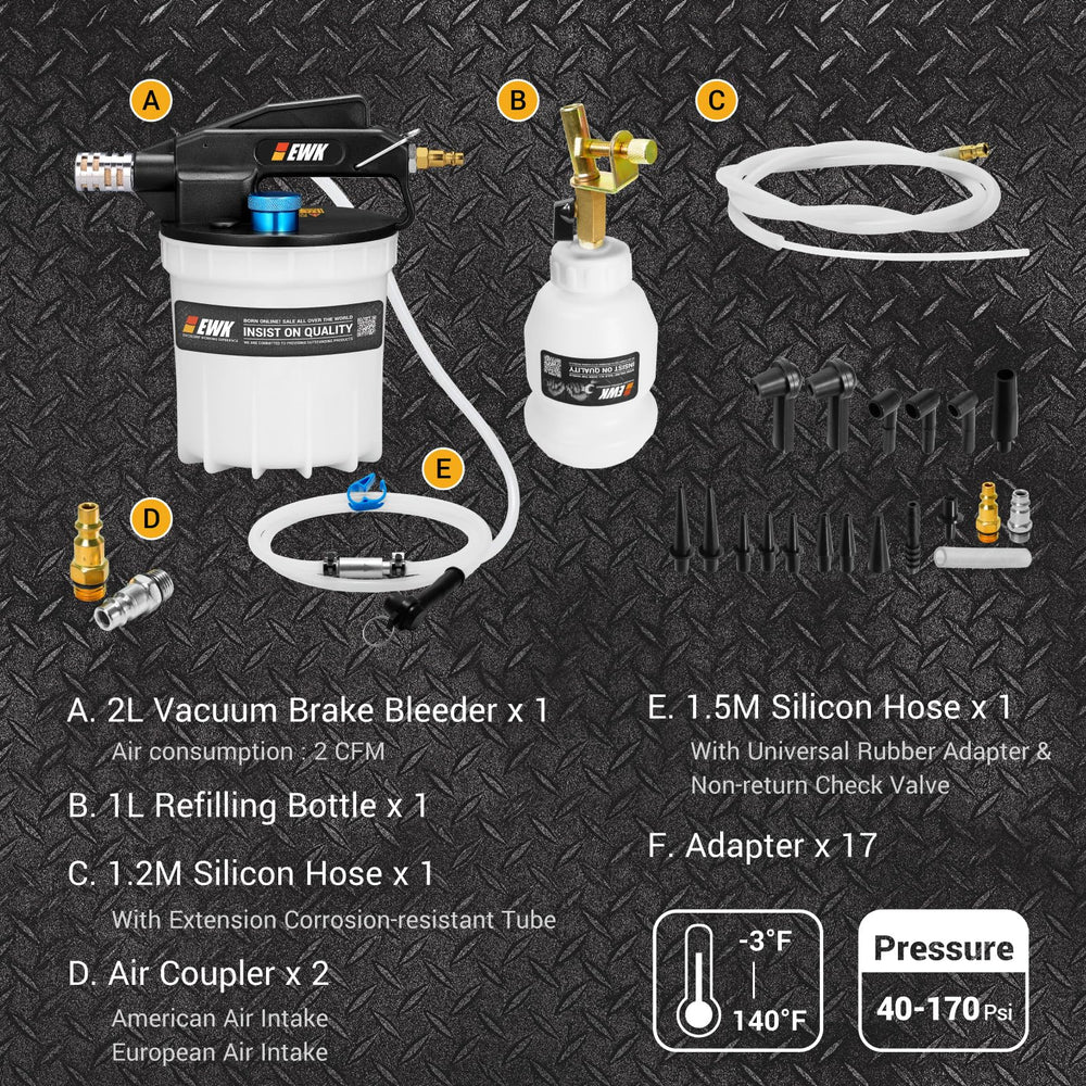 EWK 2L vacuum pump in action pulling brake fluid and air efficiently.