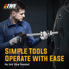 Ergonomic EWK tool simplifies auto body dent repair in busy garages.