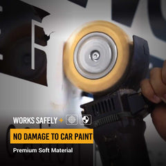 EWK grooved design wheel conforms to curved surfaces for decals removal.