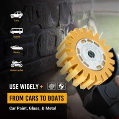 EWK paint safe decal eraser wheel preserves finish while removing exterior graphics.