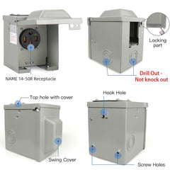 EXCELFU lockable outdoor EV outlet box demonstrating tamper protection for safer charging.