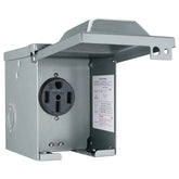 EXCELFU outdoor RV power box front view with lockable weatherproof enclosure