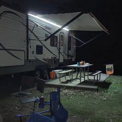 EXCELFU RGB canopy lighting supports ambient party vibes and evening meals.