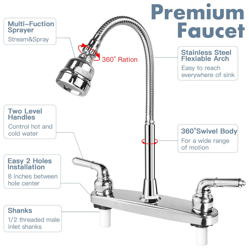 Easy installation of EXCELFU RV faucet with 1/2 inch inlet shanks
