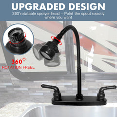 EXCELFU RV kitchen faucet with two handles for precise temperature control.