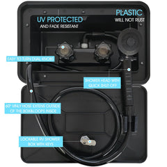 EXCELFU RV exterior shower faucet providing precise temperature control at campsites.
