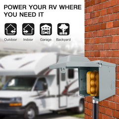 EXCELFU RV outlet box side wiring entry showing accessible wiring area