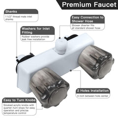 EXCELFU RV shower faucet diverter mechanism closeup, smooth water flow.