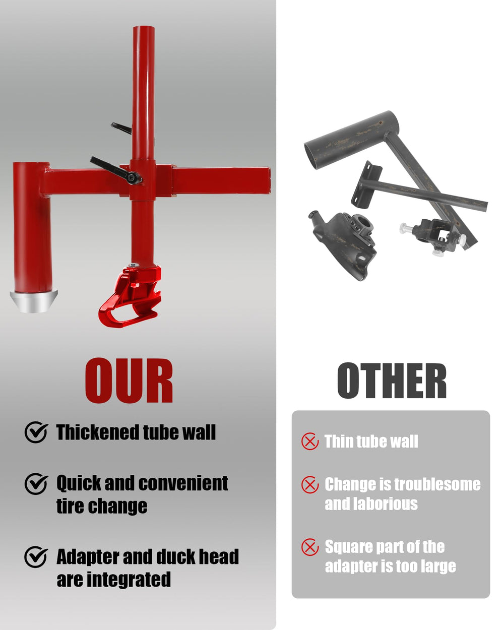 EXODIOS easy installation for 16–21 inch tires compatibility shown.