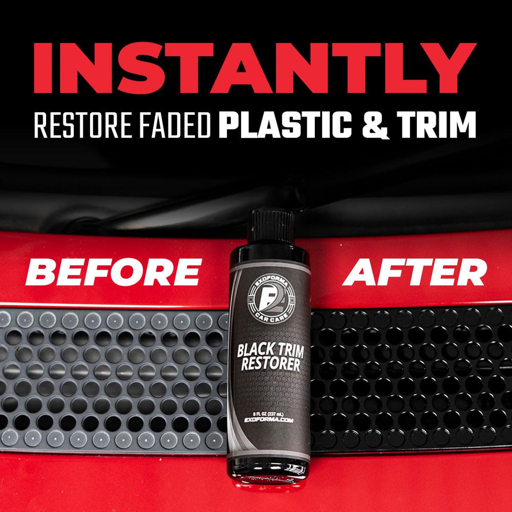 ExoForma Black Trim Restorer bottle cap shows protective seal that keeps the formula fresh