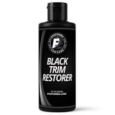 ExoForma Black Trim Restorer bottle pour shows even coverage and long-lasting protection.