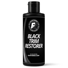 ExoForma Black Trim Restorer bottle pour shows even coverage and long-lasting protection.