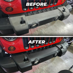 ExoForma Black Trim Restorer foam applicator demonstrates quick, one-coat coverage on exterior trim