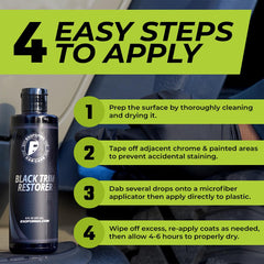 ExoForma Black Trim Restorer showroom-finish under sun or rain enhances vehicle aesthetics