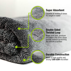 ExoForma Mega car drying towel for windows yields crystal-clear glass with one pass.