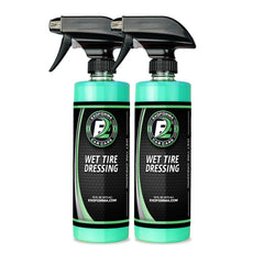 ExoForma Wet Tire Dressing Spray creates a dramatic wet-look shine for tires.
