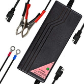 ExpertPower 12.8V 5A smart charger front view powers LiFePO4 packs efficiently.