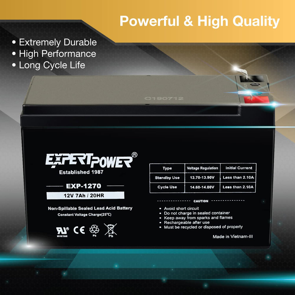 ExpertPower 12V7Ah battery with terminals compatible with standard F1.