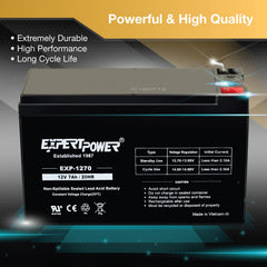 ExpertPower 12V7Ah battery with terminals compatible with standard F1.