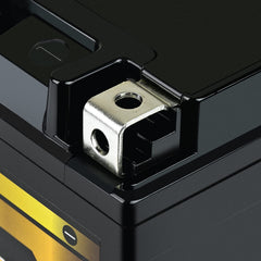 ExpertPower YTX14-BS dimensions and weight label with 5.91 x 3.43 x 5.71 inches.