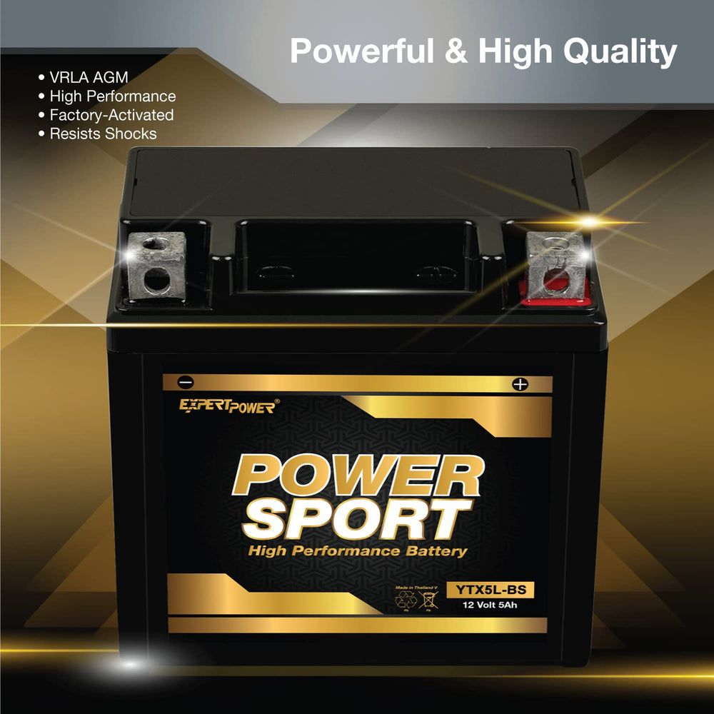 ExpertPower YTX5L-BS provides 62 CCA at -18°C for cold-start readiness.
