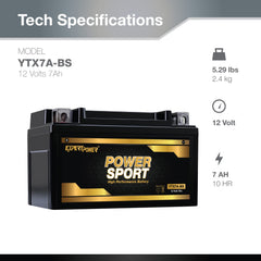 ExpertPower YTX7A-BS powersports battery for quad and ATV with strong cold-crank ability