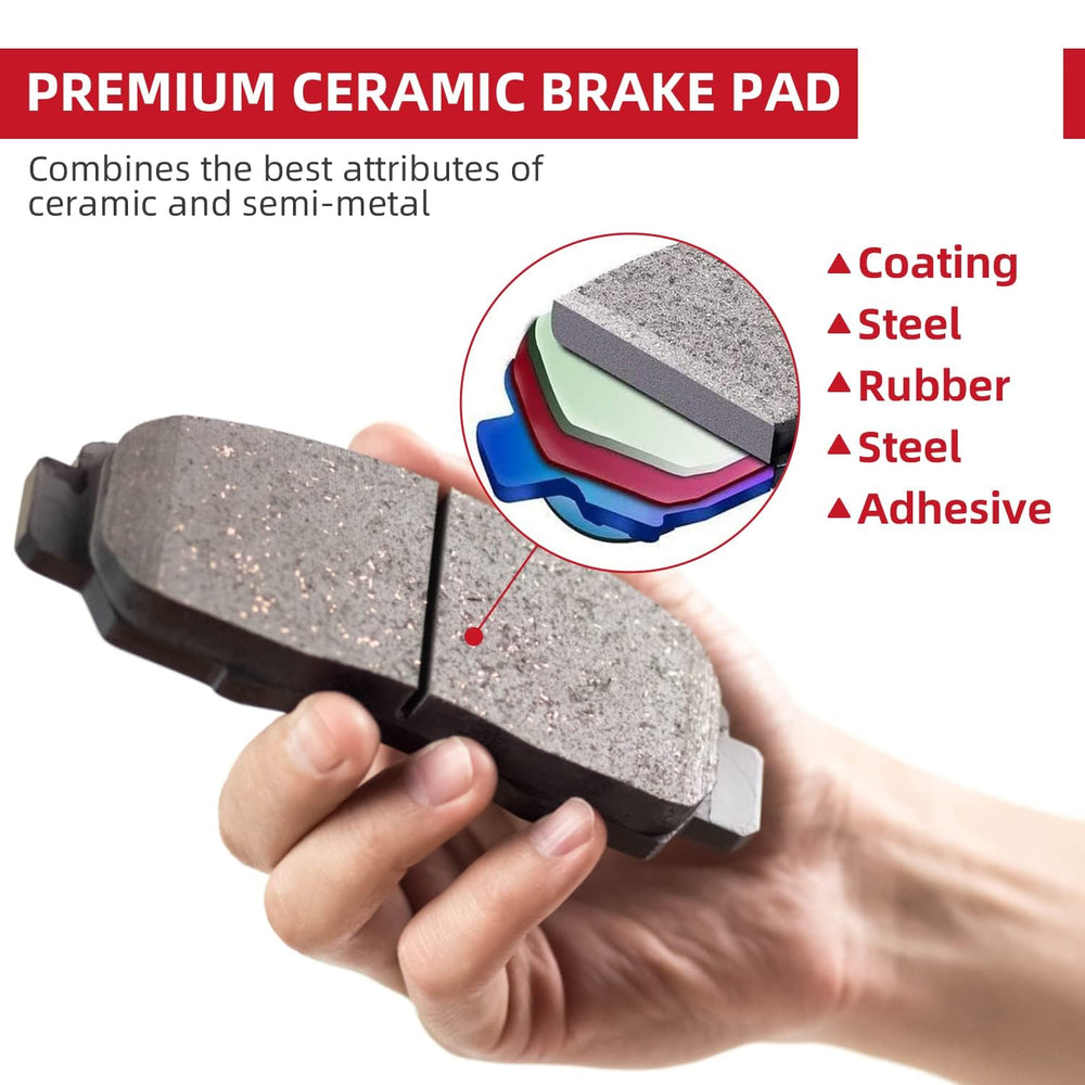 EXPPOWER ceramic brake pads front set reduce noise and provide comfortable pedal feel