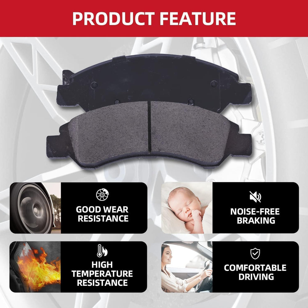 EXPPOWER rear brake pads assembly with hardware kit for easy installation