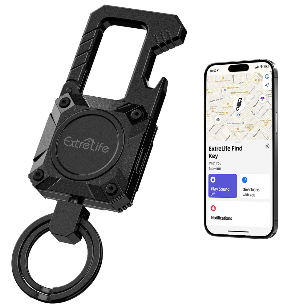 ExtreLife keychain with Apple Find My connection for quick item tracking
