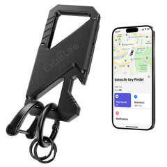 ExtreLife keychain demonstrating Apple Find My setup for real-time location.