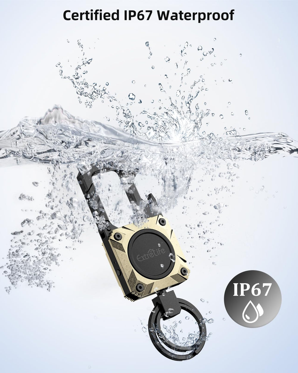 ExtreLife's compact durable design fits keys, bags, and luggage discreetly.