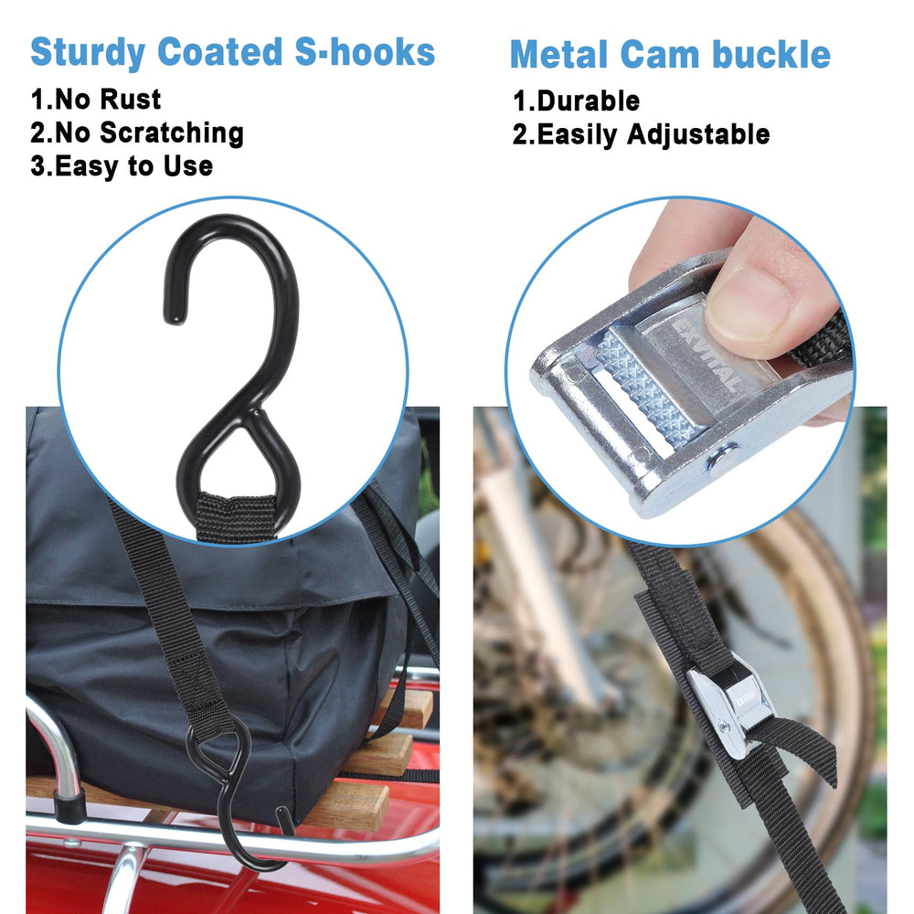 EXVITAL tie down strap hook close-up demonstrating quick attachment to anchor points