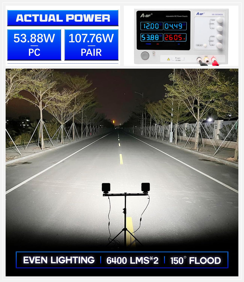 EXZEIT 150-degree flood beam enhances wide-area visibility for safer operation.