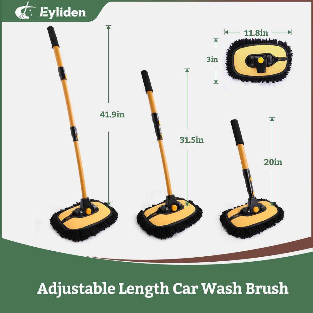 Eyliden brush mop shows 180-degree swivel head for flexible angles.